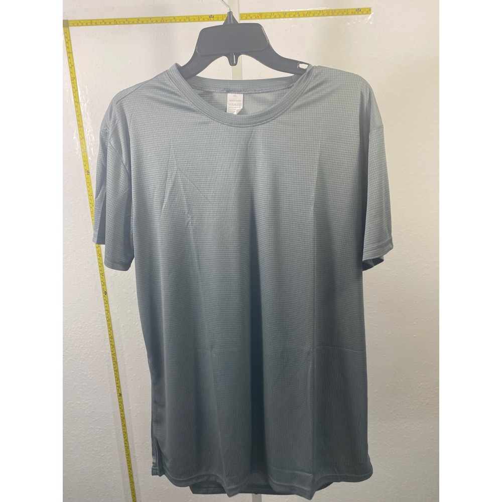 Mens Charcoal Gray Micro Grid Athletic Performance T-Shirt XL Short Sleeve